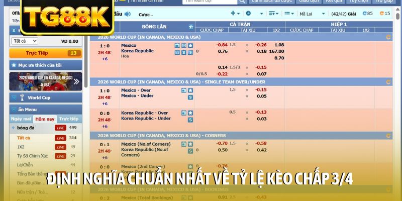 Định nghĩa chuẩn nhất về tỷ lệ kèo chấp 3/4