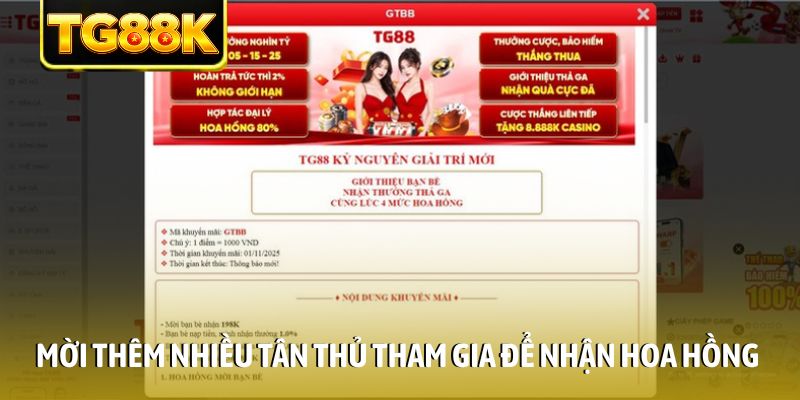 Mời thêm nhiều tân thủ tham gia để nhận hoa hồng