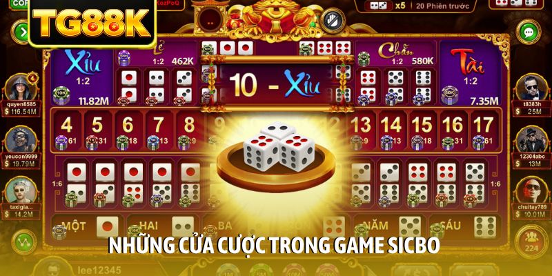 Những cửa cược trong game Sicbo